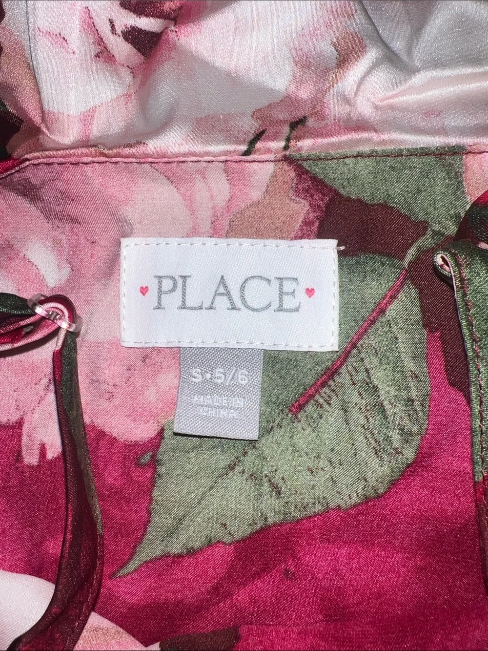The Children's Place Pink, Burgundy and Green Floral Off-Shoulder Dress